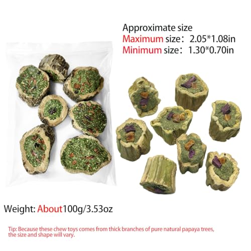 Rabbit Chew Toys for Teeth Guinea Pig Treats Papaya Wood for Bunny (3.5oz) | bunny supplies,rabbit enrichment toys,rabbit stuff,rabbit toys for bunnies boredom,for bunny guinea pig chinchilla Hamster - size: 3.5oz（A）