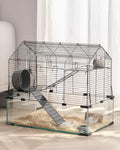 VEVOR Hamster Cage, 360°Viewing Transparent Hamster Habitats, Small Animal Cage, 22.8 x 15 x 21.3 in, Ventilated Pet Mouse Cages with Water Bottle, Portable Hamster House for Rats, Guinea Pigs - size: 22.8"L x 15.0"W x 21.3"H