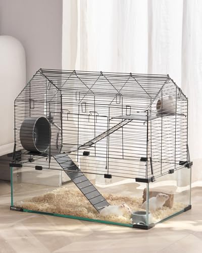 VEVOR Hamster Cage, 360°Viewing Transparent Hamster Habitats, Small Animal Cage, 22.8 x 15 x 21.3 in, Ventilated Pet Mouse Cages with Water Bottle, Portable Hamster House for Rats, Guinea Pigs - size: 22.8"L x 15.0"W x 21.3"H