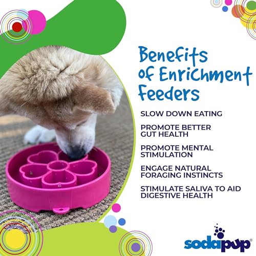 SodaPup Flower Design Enrichment Bowl – Durable Slow Feeder Bowl Made in USA from Non-Toxic, Pet-Safe, Food Safe Material for Mental Stimulation, Slowing Down Eating, Healthy Digestion, & More - color: Pink Flower Ebowl