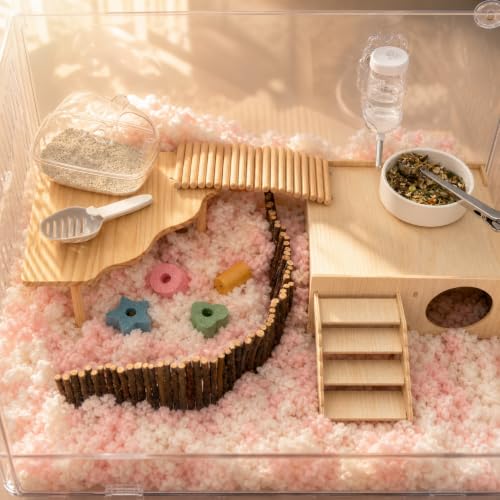 6 Pcs Basic Hamster Cage Accessories Set, Magnetic Water Bottle,Sand Bath with Cleaning Scoop Food Bowls,Food Scoop,for Dwarf Syrian Hamsters Gerbils Mice Degus or Other Similar-Sized Small Pets
