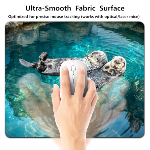 Adorable Sea Otters Mouse Pad, Wildlife in Turquoise Ocean Water Desk Mat | 9.5"x 7.9", Cute Smooth & Anti-Slip Mousepad - color: Colorful Design Wknoon-Art 03