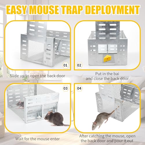 Humane Rodent Trap for Indoor & Outdoor Use - Automatic Multi-Catch Metal Cage with Dual One-Way Doors, Reusable Safe Trap for Mice, Chipmunks & Small Animals