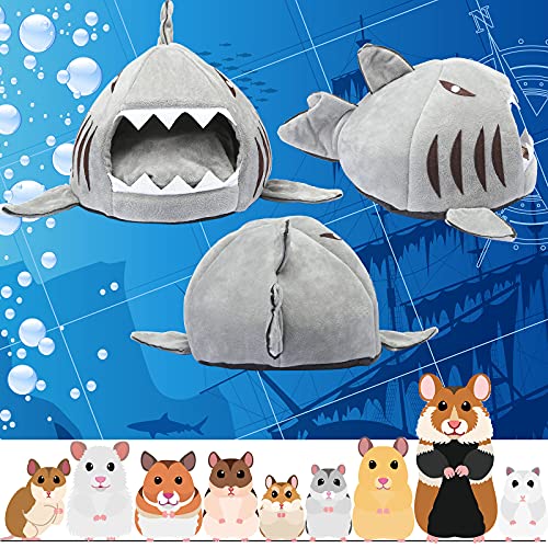 Jetec Shark Guinea Pig Bed Hideout Guinea Pig Animals Bed House Warm Small Hamster Nest Sleeping Mat Cushions Dutch Hamster Hedgehog Rat Chinchilla(Gray) - color: Gray