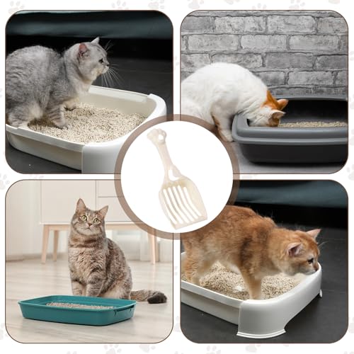 COMNICO Cat Litter Scoop, Durable Plastic Kitty Litter Sifter Scooper with Wide Slats Comfy Handle Deep Shovel Pooper Lifter Captures All Clumps for Easy Sifting Pine Pellets Box (Milky White)