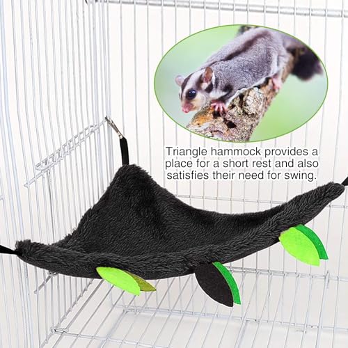 Hamiledyi 5PCS Hamster Hammock Small Animals Hanging Warm Bed House Rat Cage Nest Accessories Toy Hanging Tunnel Soft Bed Rope and Swing for Sugar Glider Squirrel Hamster Playing Sleeping - color: Black