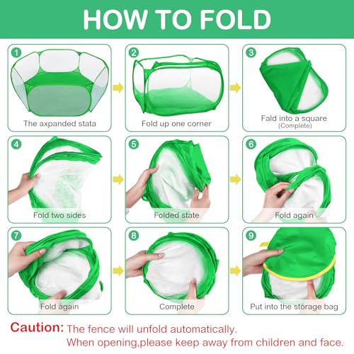 Hamster Playpen with Mat Small Animal Cage Tent Breathable Transparent Guinea Pig Playpen Waterproof Portable Yard Fence Mat Foldable Exercise Cage Outdoor Indoor (Green,Star) - color: Green
