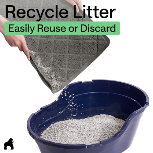 GORILLA GRIP Cat Litter Box Mat, Cushioned Coil Mesh Litter Trapping Mats, Scatter Control Supplies for Less Mess, Phthalate Free, Ultra Deep Catch Grooves, Rinse or Vacuum to Clean 24x17 Hunter Green - color: Charcoal, style: Small (24" x 17")