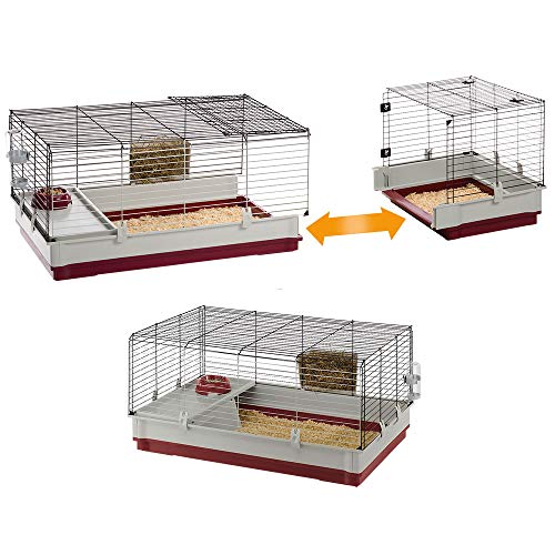 Ferplast Krolik Extra-Large Rabbit Cage w/Wire Extenstion | Rabbit Cage Includes All Accessories & Measures 55.9L x 23.62W x 19.68H & Includes All Accessories | 1-Year Manufacturer's Warranty - style: Rabbit Cage w/ Wire Hutch