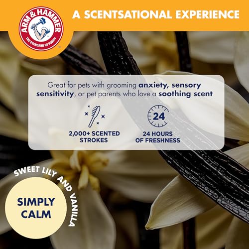 Arm & Hammer Deodorizing Slicker Dog Brush, Sweet Lily & Vanilla Scent | Fragrance transfer technology, baking soda infused, self-cleaning button, removes loose fur and tangles - size: 1-Pack, style: Slicker Brush - Sweet Lily & Vanilla