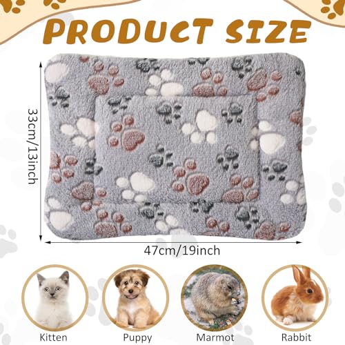 4 Pack Ultra Soft Dog Cat Bed Mat Small Animal Guinea Pig Bed with Cute Print Reversible Fleece Dog Crate Kennel Pad Cozy Washable Thickened Hamster Pet Beds Mat(13 x 19 Inches,Light Gray) - color: Light Gray, size: 13 x 19 Inches