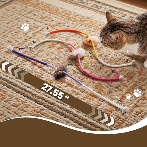 Cat Chew Ropes with Catnip Mouse, 3Pcs Cat Chew Toys for Large Cats Enrichment, 3-in-1 Catnip Toys Mouse & Strong Braided Ropes & Gall Fruits, Cats Teething Toys - color: Ropes
