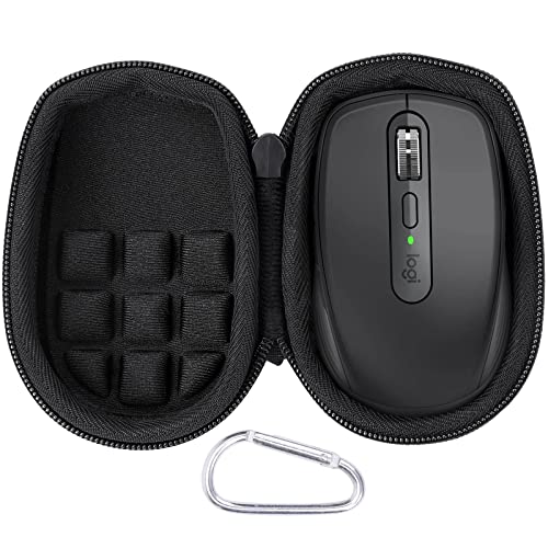 co2CREA Hard Case for Logitech MX Anywhere 3S/3/2S/2 Mouse, Graphite | Compact Performance Mouse Compatible, Protective EVA Carrying Storage Bag with Shockproof Foam Cushion and Carabiner - color: Graphite Case