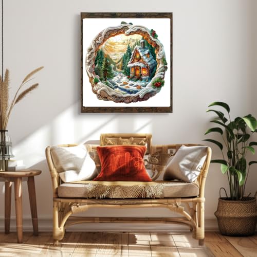 Wooden Puzzles Adults, 3D Christmas House Wooden Puzzles 200 Pieces, Unique Animal Shaped Wood Challenging Jigsaw Puzzles Gifts for Adults, 11.4x11.1in - color: 3d Christmas House, size: Medium