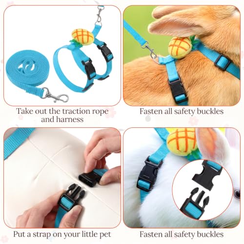2PCS Bunny Harness and Leash Guinea Pig Leash | Kitten Harness and Leash Set for Guinea Pig Ferret Cat Puppy Duck Small Pets Outdoor Walking - style: B