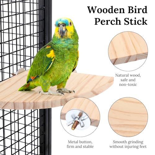 Bird Perch Platform Stand Bird Corner Wood Perch Birds Platform Parrot Stand Flat Fan Shape Playground Cage Accessories Shelf for Parakeet Conure Cockatiel Budgie Gerbil Rat Birds Hamster