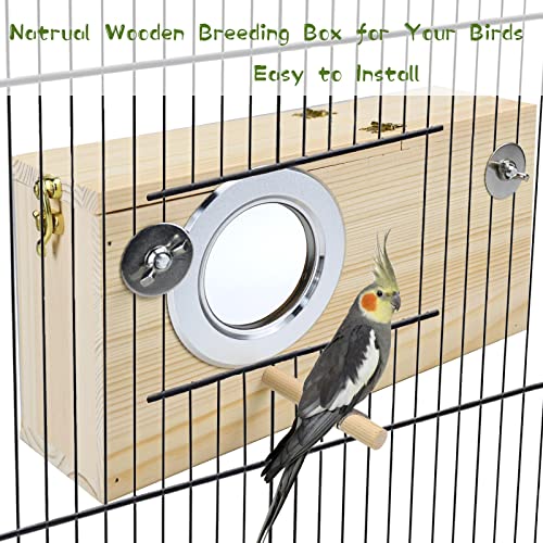Parakeet Nesting Box Cockatiel Nesting Natural Pine Bird Nest Bird Breeding Box House Acrylic Transparent Bird Box with Detachable Wooden Board for Lovebirds Cockatiel Budgie Conure Parrot S - size: S(9.1*5.7*5.7 inch)