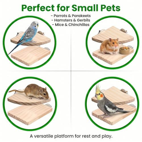 2Pcs Flat Bird Perches for Cage Parakeet Platform Stand | Bird Cage Perch Fan Shape and Rectangle Birds Cage Platform Parakeet Cage Accessories Exercise Toy for Bird Parrots Cockatiel