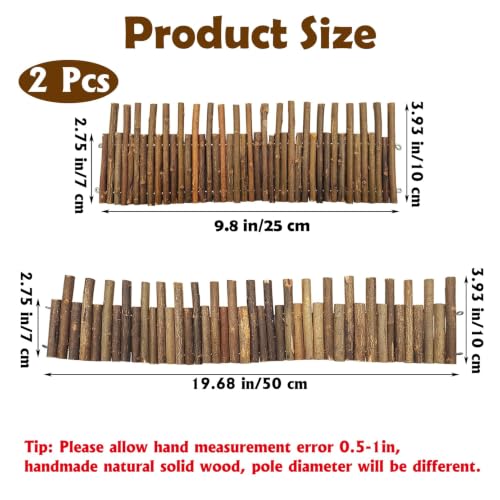 PINVNBY Hamster Suspension Bridge (19.7in and 9.8in) Bendy Natural Wood Bridge Long Climbing Ladder Hamster Cage Accessories for Guinea Pig Dwarf Sugar Glider Rat Mouse - size: L:19.7x4inches,9.8x4inches
