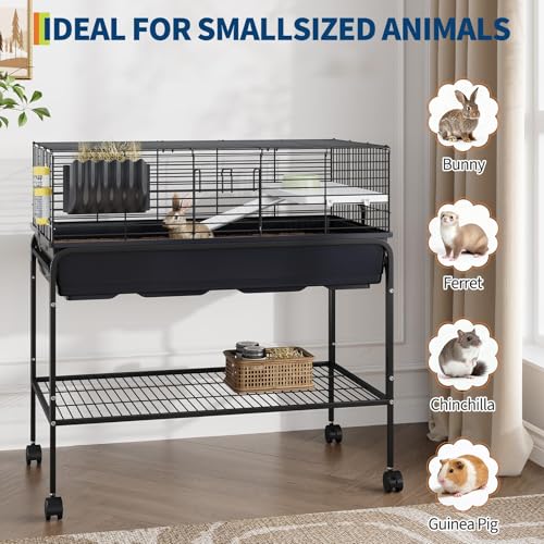 Guinea Pig Cage Kit, Small Animal Cage with Hay Holder, Water Bottle, Food Bowl, Metal Pet Habitat for Hamster, Chinchillas, Guinea Pigs, Rabbit, Squirrel, Gerbil - size: 42"H