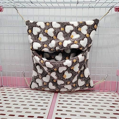 ISMARTEN Small Animal Hanging Hammock, Pet Hanging Nap Sack Sleep Bag Bed, Cage Hammock Beds for Ferret Guinea-Pig Sugar Glider Hamster Rat Mice Chinchilla Flying Gerbil and Squirrel - color: Coffee