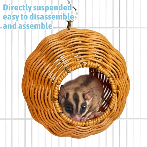 BNOSDM Sugar Glider Nest, Pet Glider Cage Sleep Nesting Squirrels Playing Hideout Hanging Hammock with Warm Cotton Pad Small Animal Cage Accessories for Marmosets, Rat (Double Holes) - color: 2.Double Vent Style