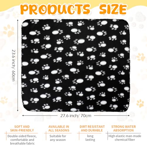 Tatuo 10 Pieces Pet Blankets with Paw Print Dog Cat Fleece Blankets Soft Warm Sleep Mat Pad Bed Cover for Kitten Puppy and Other Small Animals, 24 x 28 Inch(Cool Color) - color: Cool Color