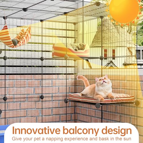 Oneluck 3-Tier Cat Cages Indoor Enclosure DIY Cat Playpen Catio Detachable Metal Wire Kennels Cats Crate Large Extra Exercise Place Ideal for 1 Cat,35.4 Inches - size: 35.4"L x 31.5"W x 35.4"H
