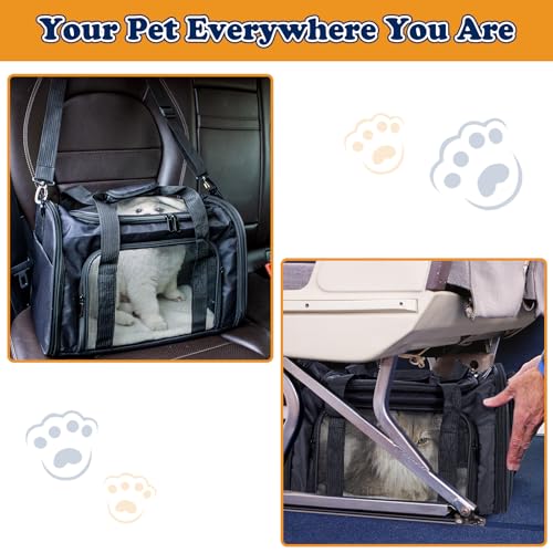Soft-Sided Cat/Dog Carrier, Car Travel Pet Carrier Up to 16LB with Backpack Straps & Removable Washable Pad, Collapsible Mesh Puppy Carry Bag for Small Animals, Black - color: Black