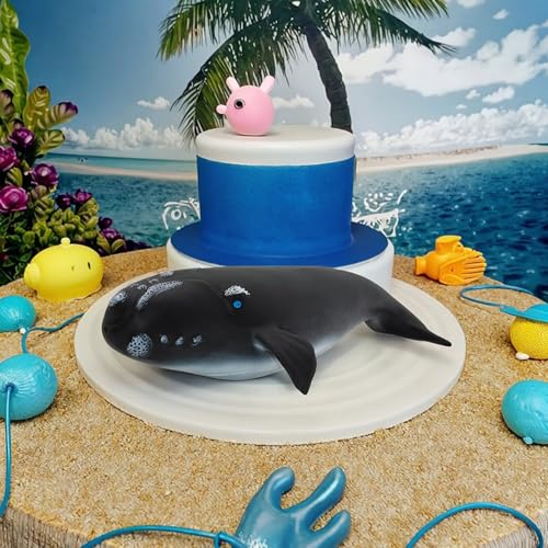 Gemini&Genius Right Whale Action Figure, Shark Animal Ocean Blackfish, Soft Rubber Ocean Whale Shark, Great for Kids Bath Swimming Beach and Cake Toppers Toys - color: Right Whale