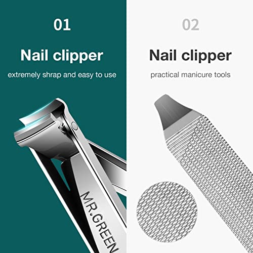 MR.GREEN Multifunctional Nail Clippers Stainless Steel Six Functions Nail Cutter Nail Files Small Knife Scissors (Large) - size: Large