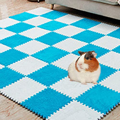 10Pcs 11” x 11” Guinea Pig Pads Washable, Reusable Guinea Pig Fleece Cage Liners, Soft Warm Rabbit Sleep Mat Blanket Bed (Blue) - color: Blue X 10