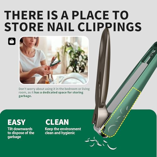 Nail Clippers for Men with Catcher, 2-Pack Large & Small Anti-Splash Nail Clippers for Fingernails & Toenails, Sharp Stainless Steel Heavy-Duty Self-Collecting Nail Cutter for Men Women - style: Big & Small