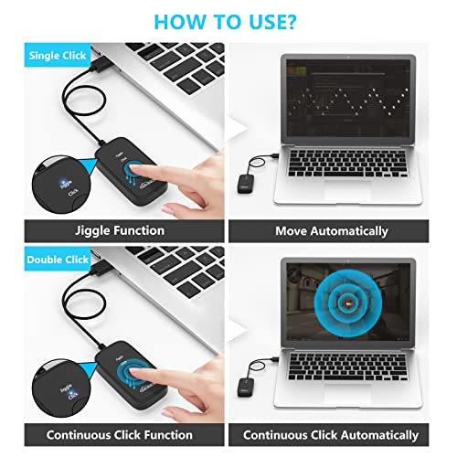 Mouse Jiggler Undetectable, USB Mover, Gaming Automatic Continuous Click Device, Plug & Play, Simulate Mouse Pointer Movement to Prevent PC Sleep