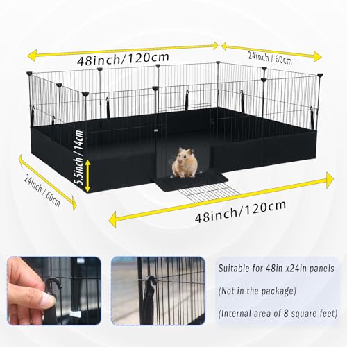 Guinea Pig Cage Liner, with Open Door Design, 48" L x 24" W | One-Hand Hook, Waterproof Washable Tarpaulin Bottom, for C&C Grid, Rabbit Hedgehog Habitat Liner