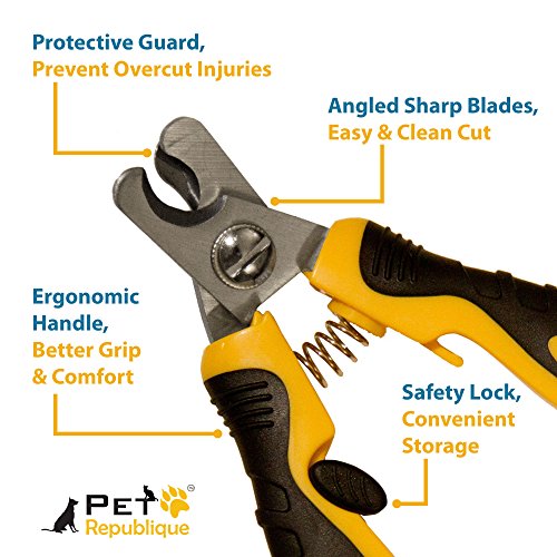 Dog Nail Clippers - Puppy, Large Bird Claws Nails Trimmer Tool – Sharp and Durable Angled Blades with Protective Guard - Size Large with Filer