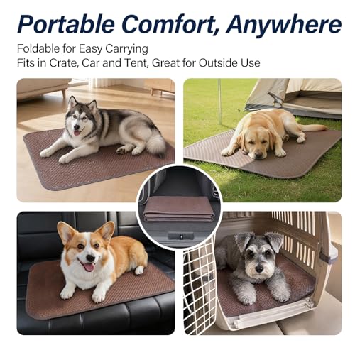 Cooling Mat for Small Dogs & Cats, 16"x26", S | Chew-Resistant & Non-Slip, Cool-to-Touch, Easy Clean, Foldable & Portable for Indoor Outdoor Crate Car Use - size: S 16"x26"