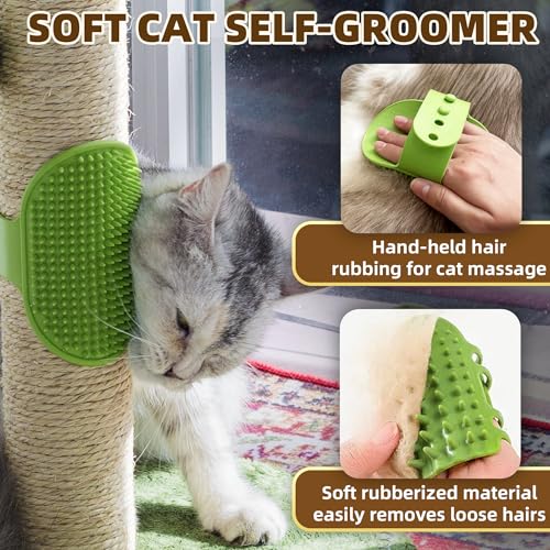 Fantasreen Cat Scratching Post 33'' Tall with Toy, Self Groomer for Indoor Cats - color: Palm Green-33 Inches