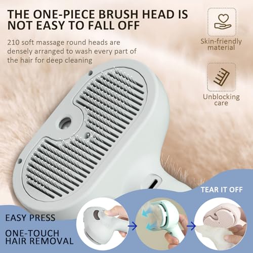 3 In 1 Self Cleaning Steamy Pet Brush, Cat & Dog Steam Brush Spray Hair Removal Comb - Anti-Static, Dog Grooming Tool with Steam & Self-Cleaning, Skin-Friendly Design + Bathing Solution