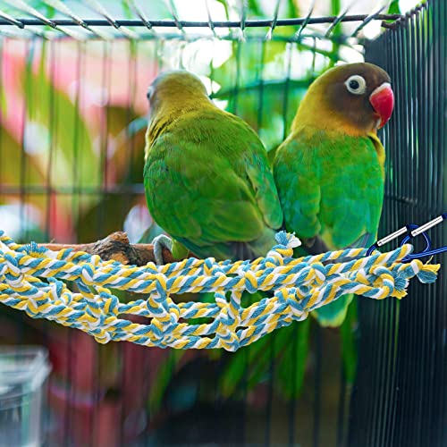 2 Pcs Rat Cage Accessories Rat Climbing Bird Rope Toys Net Pet Hanging Hammock for Hamster, Mice, Parrot, Bird, Sugar Glider, Ferret, Small Animals Habitat Decor and Play(11 x 7.8 Inch,Red, Yellow) - color: Red, Yellow