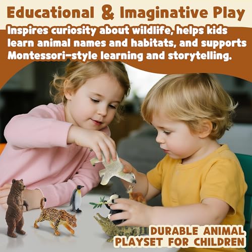 Zippytots 9 PCS Zoo Animal Toys for Kids 3-5 Realistic Plastic Wild Animal Figurine Toys Educational Learning Toy for Kids Boys Girls Toddlers - style: 9-PC Zoo Animal Figures Set