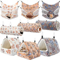 Abbylike 9 Pieces Rat Hammock 3 Tier Guinea Pig Ferret Hammocks Small Pet Hanging Tunnel Glider Toy Guinea Pig Ferret Hideout Bed Cage Accessories for Hamster(Light Brown, White, Black,Paw) - color: Light Brown, White, Black