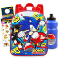 Sonic the Hedgehog Mini Backpack for Kids Bundle - 12" w Adjustable Straps | Sonic Small Backpack w Pocket for Travel & Daypack w/ Water Bottle, Stickers, More ~ Fits Girls, Boys, Adults
