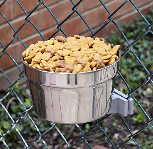 Lixit® Stainless Steel Kennel Food or Water Bowl - Non Spill Hanging Removable Crate Bowls - Carrier Cage Dish for Dogs or Cats for Feeding and Drinking (Stainless Steel, 10 Ounce) - size: 10 oz (Pack of 1)