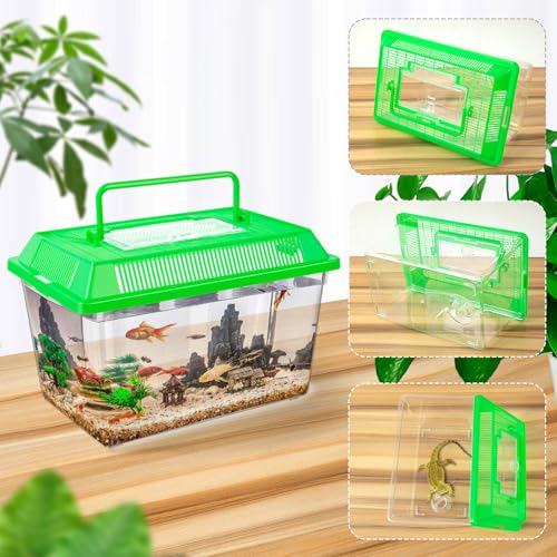 12Pcs Plastic Reptile Terrariums Carrier Cage, Tarantula Enclosure Snake Breeding Box Hatching Container Transparent Fish Tank Turtle Aquarium with Random Color Lid for Lizards, L(8.7" x 5.5" x 5.9") - size: L