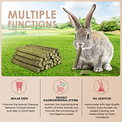 Bissap Timothy Hay Sticks for Rabbits 38PCS, Natural Timothy Grass Molar Teeth Stick Chew Toys for Bunnies Chinchillas Guinea Pigs Hamsters and Other Small Animals Treats - size: 10 Ounce (Pack of 1)