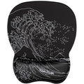 MROCO Ergonomic Mouse Pad with Gel Wrist Rest, 9.4 x 8.1 in, Kanagawa Wave | Ergonomic Shape Design, Multiple Pattern Options, Gel Wrist Comfort, Smooth Lycra Surface, Non-Slip PU Base - color: Kanagawa Wave
