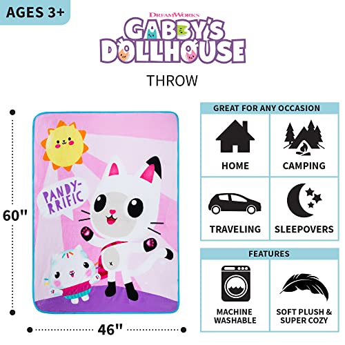 Gabby's Dollhouse Cakey And Pandy Kids Bedding Super Soft Micro Raschel Throw, 46 in x 60 in, By Franco - color: Gabby's Dollhouse, size: 46 in x 60 in