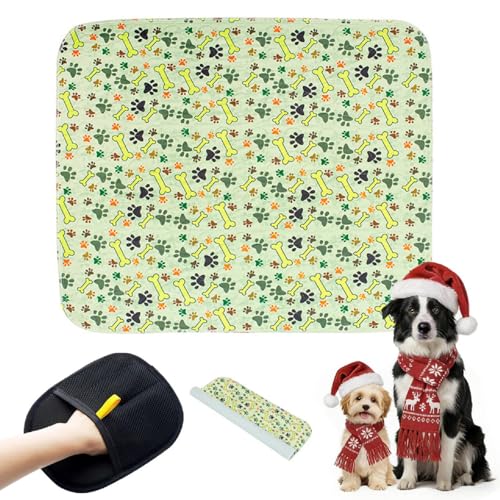 Puppy Pee Pads with Pheromones, Washable Puppy Training Pads for Dogs Reusable Puppy Potty Pads for Dogs and Cats(with Pet Hair Removal Gloves) - color: Yellow Bone, size: Small