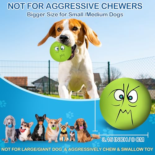 3.14" Squeaky Dog Toys Funny Smile Face Chewing Latex Rubber Soft Fetch Play Interactive Squeaky Dog Balls for Puppy Small Medium Pet Dog (6PCS) - color: Large Size Squeaky Dog Toys 6PCS
